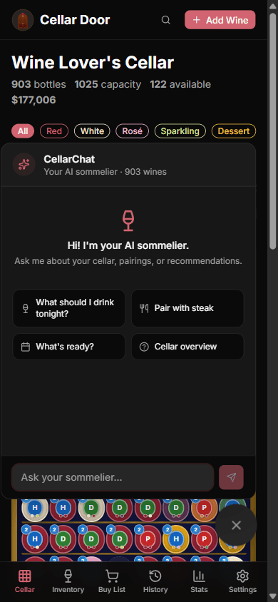 CellarChat AI sommelier assistant